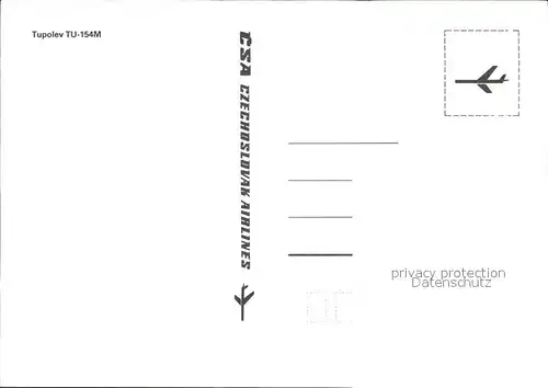 Flugzeuge Zivil CSA Czechoslovak Airlines Tupolev TU 154M  Kat. Airplanes Avions