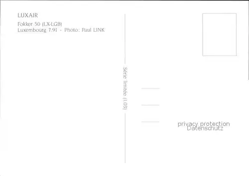 Flugzeuge Zivil Luxair Fokker 50 LX LGB  Kat. Airplanes Avions