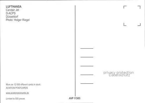 Lufthansa Candair Jet D ACPS Star Alliance  Kat. Flug