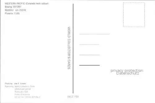 Flugzeuge Zivil Western Pacific Boeing 737 3B7 N503AU c n 23378 Kat. Airplanes Avions