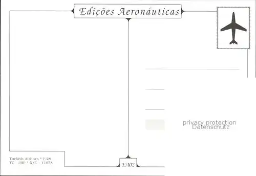 Flugzeuge Zivil Turkish Airlines F 28 TC JAP N C 11058 Kat. Airplanes Avions