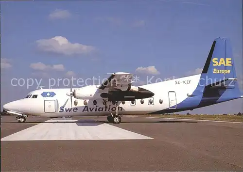 Flugzeuge Zivil Swe Aviation F 27 100 SE KZF c n 10266 Kat. Airplanes Avions