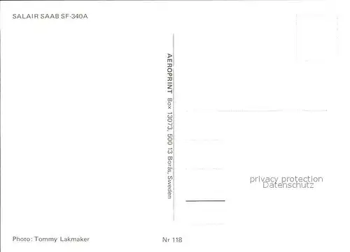 Flugzeuge Zivil Salair Saab SF 340A SE ISK  Kat. Airplanes Avions