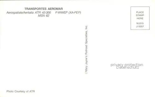 Flugzeuge Zivil Transportes Aeromar Aerospatiale Aeritalia ATR 42 300 F WWEP Kat. Airplanes Avions