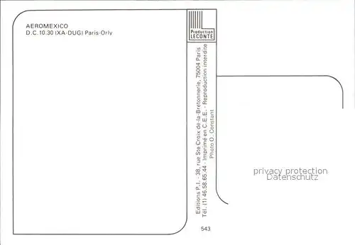 Flugzeuge Zivil Aeromexico DC 10 30 XA DUG  Kat. Airplanes Avions