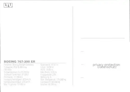 Flugzeuge Zivil LTU Boeing 767 300 ER  Kat. Airplanes Avions