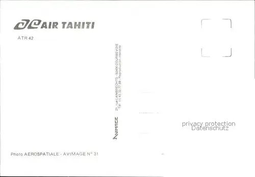 Flugzeuge Zivil Air Tahiti ATR 42  Kat. Airplanes Avions