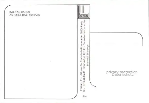 Flugzeuge Zivil Balkan Cargo AN 12 LZ BAB  Kat. Airplanes Avions