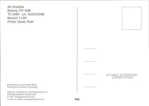 Flugzeuge Zivil Air Anatolia Boeing 737 4Q8 TC ANH c n 25375 2598 Kat. Airplanes Avions