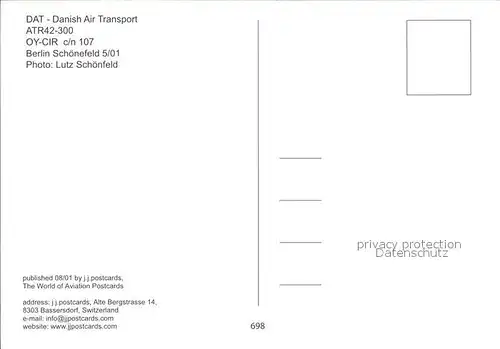 Flugzeuge Zivil DAT ATR42 300 OY CIR c n 107 Kat. Airplanes Avions