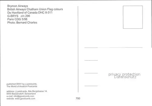 Flugzeuge Zivil Brymon Airways De Havilland of Canada DHC 8 311 G BRYS c n 296 Kat. Airplanes Avions