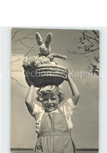 Ostern Easter Paques Kind Osterhase  Kat. Greetings