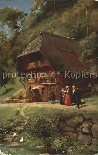 Hoffmann Heinrich Schapbachtal Schwarzwaldhaus Kat. Kuenstlerkarte