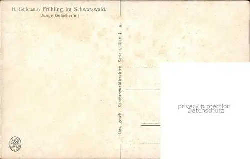 Hoffmann Heinrich Fruehling im Schwarzwald Junge Gutacherin Kat. Kuenstlerkarte