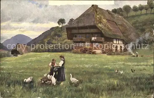 Hoffmann Heinrich Auf sonniger Hoehe Schwarzwaldhaus  Kat. Kuenstlerkarte
