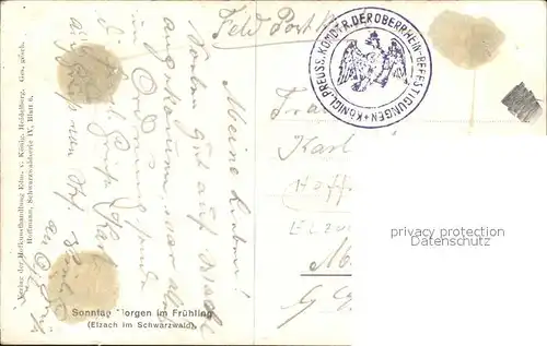 Hoffmann Heinrich Sonntag Morgen im fruehling Elzach Schwarzwald  Kat. Kuenstlerkarte