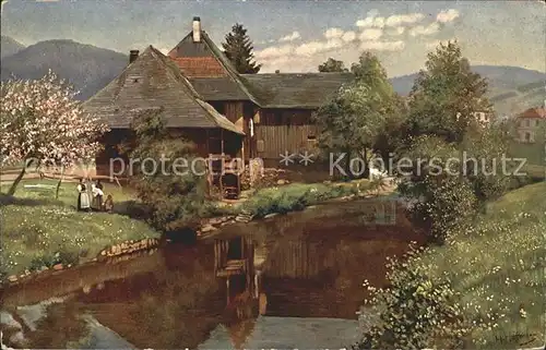 Hoffmann Heinrich Altes Haus an der Wiese Schoenau im Schwarzwald  Kat. Kuenstlerkarte