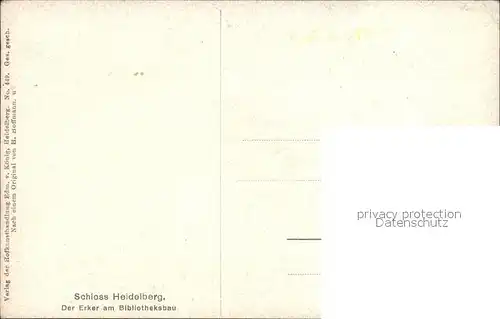 Hoffmann Heinrich Schloss Heidelberg Erker am Bibliotheksbau Kat. Kuenstlerkarte