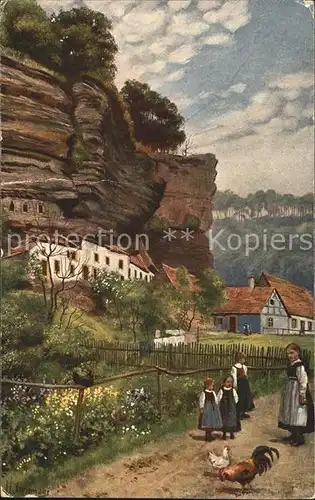 Hoffmann Heinrich Graufthal Felsenwohnungen Kat. Kuenstlerkarte