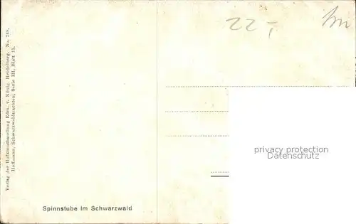Hoffmann Heinrich Spinnstube Schwarzwald Trachten  Kat. Kuenstlerkarte