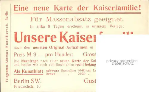 Adel Preussen Kaiserfamilie Verlag Gustav Liersch  Kat. Koenigshaeuser