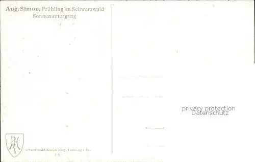 Simon A. Fruehling im Schwarzwald Sonnenuntergang Kat. Schwarzwaldkuenstler