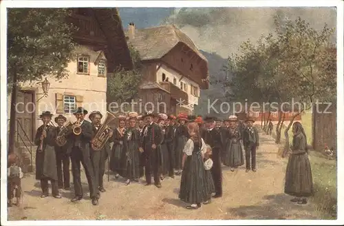 Hoffmann Heinrich Bauernhochzeit Schwarzwald Musikkapelle Kat. Kuenstlerkarte