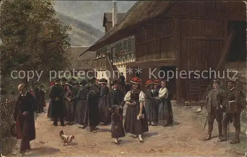 Hoffmann Heinrich Nach der Kirche  Kat. Kuenstlerkarte