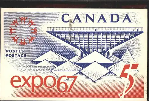 Expositions Reproduction of Commemorative Stamp Canadian Pavilion Kat. Expositions