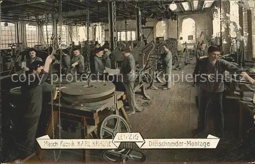 Maschinen Dreischneider Montage Masch Fabrik Karl Krause Leipzig  Kat. Handwerk