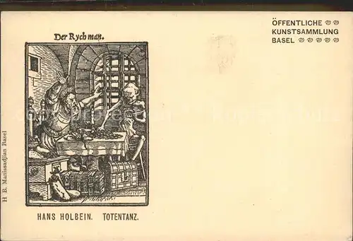 Holbein Hans Der Rychman Totenzanz Kunstsammlung Basel  Kat. Kuenstlerkarte