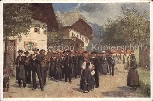 Hoffmann Heinrich Bauernhochzeit Trachten Musikkapelle Tuba  Kat. Kuenstlerkarte