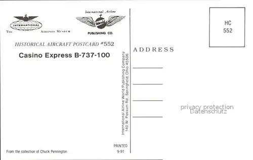 Flugzeuge Zivil Casino Express B 737 100 Kat. Airplanes Avions