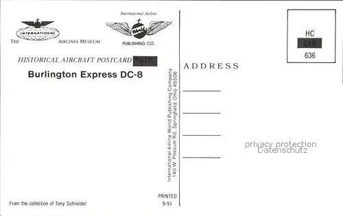 Flugzeuge Zivil Burlington Express DC 8 Kat. Airplanes Avions
