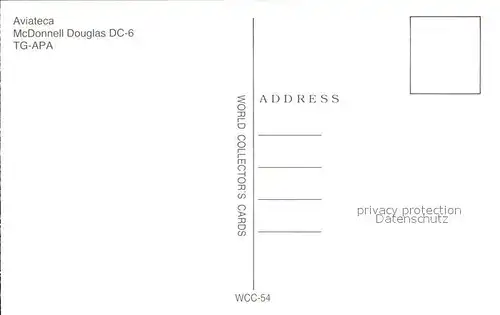 Flugzeuge Zivil Aviateca McDonnell Douglas DC 6 TG APA  Kat. Airplanes Avions