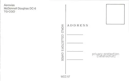 Flugzeuge Zivil Aerovias McDonnell Douglas DC 6 TG CGO Kat. Airplanes Avions