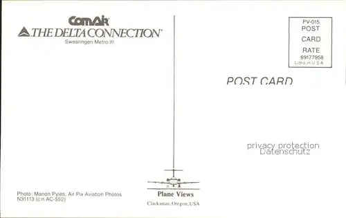 Flugzeuge Zivil Comair Swearingen Metro III N31113 Kat. Airplanes Avions