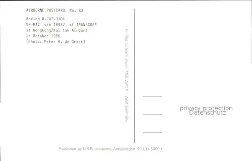 Flugzeuge Zivil Transcorp Boeing 707 330C VR HTC c n 18937 Kat. Airplanes Avions