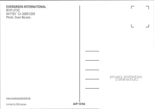 Flugzeuge Zivil Evergreen International B747 273C N471EV Cn 20651 209 Kat. Airplanes Avions
