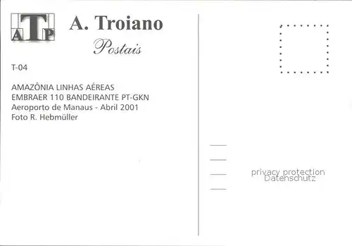 Flugzeuge Zivil Amazonia Linhas Aereas Embraer 110 Bandeirante PT GKN  Kat. Airplanes Avions