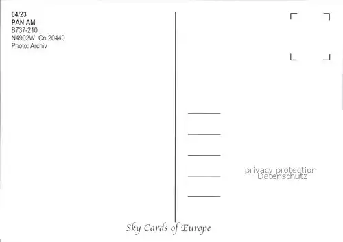 Flugzeuge Zivil Pan Am B 737 210 N4902W Cn 20440 Kat. Airplanes Avions