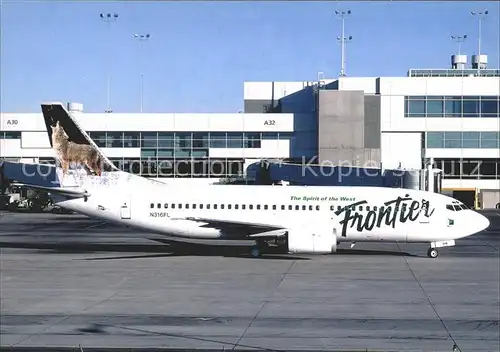 Flugzeuge Zivil Frontier Airlines Wolf tail. Boeing 737 300 N316FL  Kat. Airplanes Avions