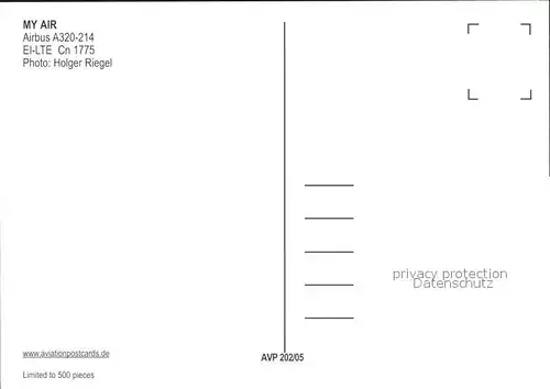 Flugzeuge Zivil My Air Airbus A320 214 EI LTE Cn 1775 Kat. Airplanes Avions