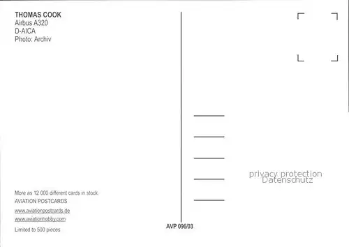 Flugzeuge Zivil Thomas Cook Airbus A320 D AICA  Kat. Airplanes Avions