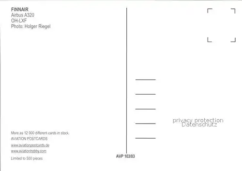 Flugzeuge Zivil Finnair Airbus A320 OH LXF  Kat. Airplanes Avions