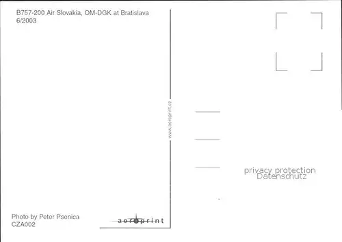Flugzeuge Zivil Air Slovakia B 757 200 OM DGK Kat. Airplanes Avions