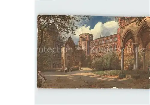 Hoffmann Heinrich Heidelberg Schlosshof Kat. Kuenstlerkarte