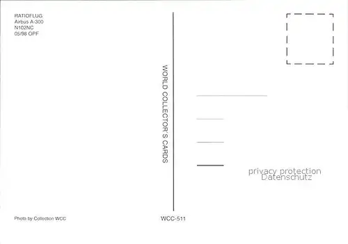 Flugzeuge zivil Ratiouflug Airbus A 300 N102NC Kat. Airplanes Avions