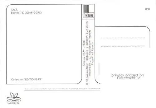 Flugzeuge Zivil T.A.T. Boeing 737.200 (F GGPC) Kat. Airplanes Avions
