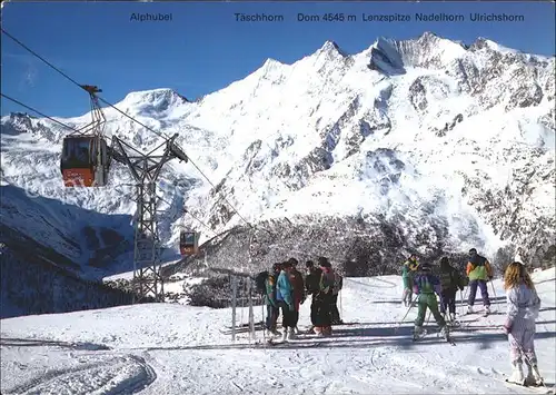 Seilbahn Kreuzboden Hohsaas Skifahrer Saas Grund  Kat. Bahnen